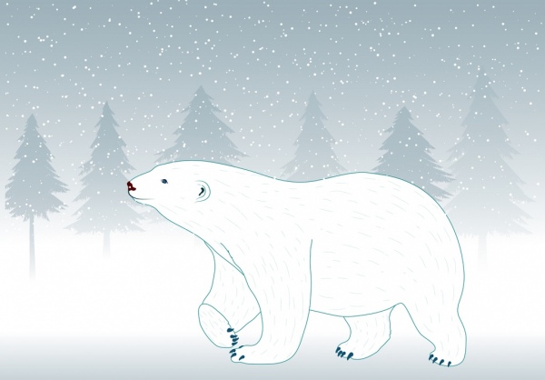 白熊圖標設計白色冬季背景
