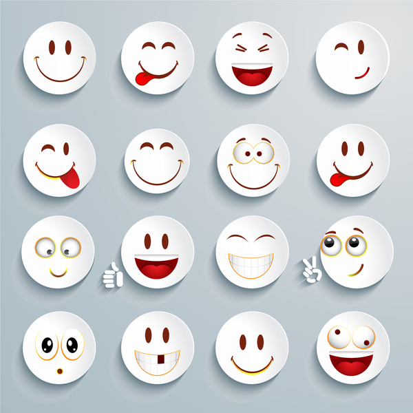 White Cricle Emoticon Set