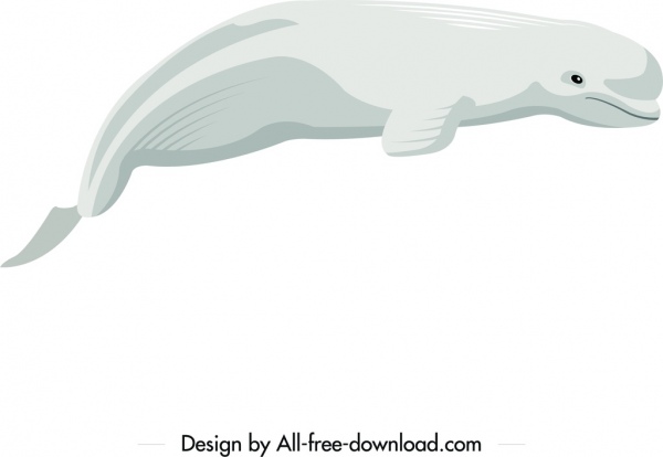 croquis de dessin animé mignon de dauphin blanc icône