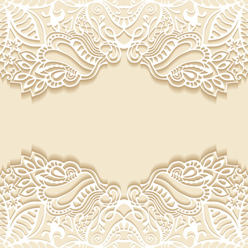 White Lace With Colored Background Vector Set