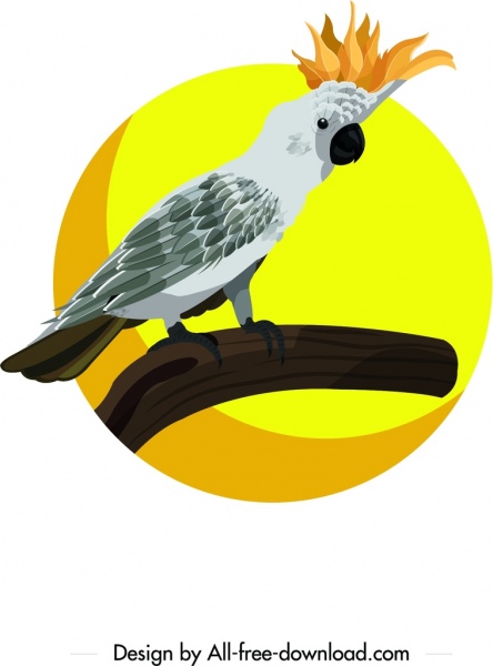 weiße Papagei Symbol Krone Dekoration Comicfigur