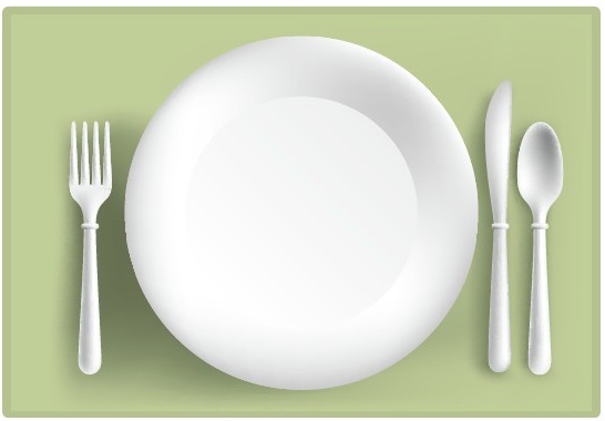 เวกเตอร์การออกแบบเครื่องใช้บนโต๊ะอาหารสีขาว
