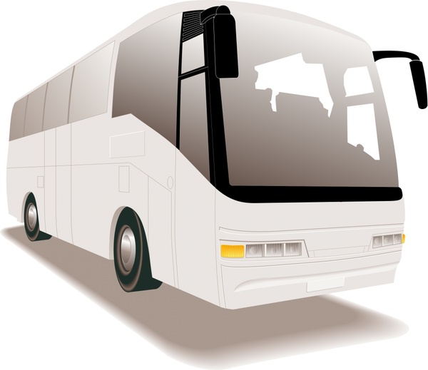白色旅游巴士现实矢量插画