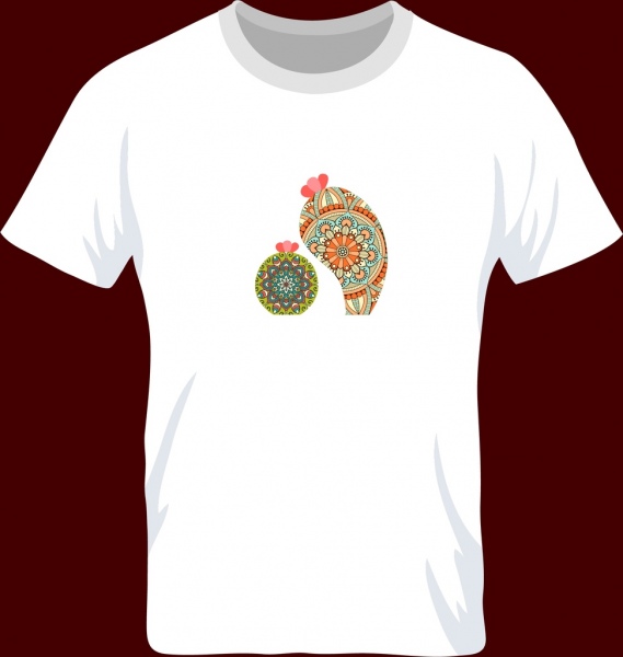 Camiseta de diseño decoracion blanco patron de flores de cactus