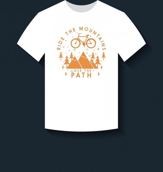 Camiseta blanca de Mountain Bike decoracion diseño de iconos