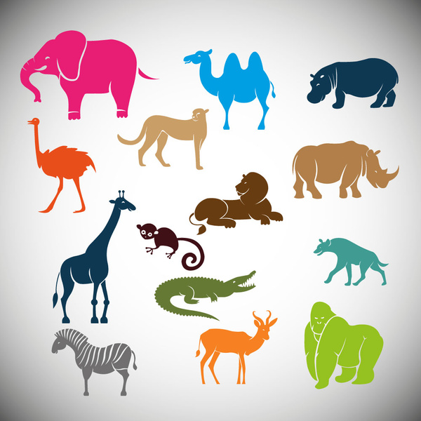 Ilustración con estilo de dibujos animados de vectores de animales salvajes