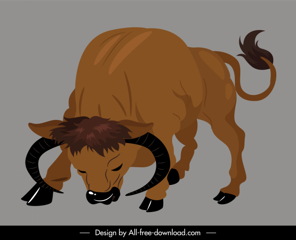 wilde Büffel-Ikone essen Geste handgezeichnete Cartoon-Skizze