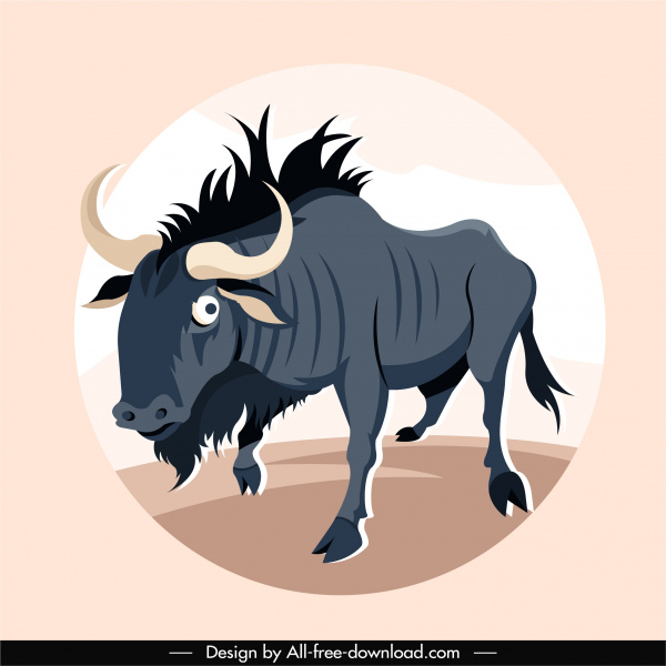 ícone touro selvagem desenho animado colorido