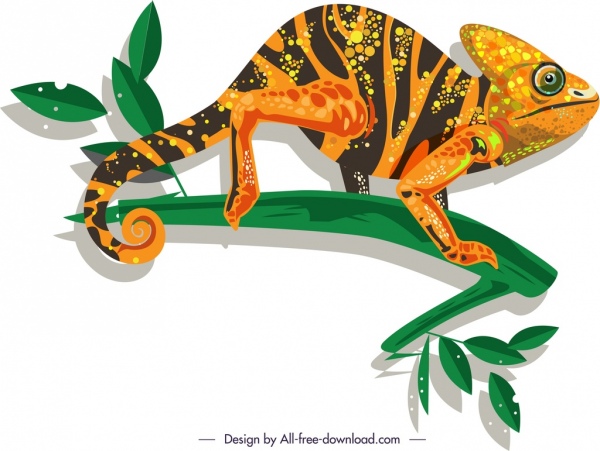 ícone camaleão selvagem esboço plano colorido