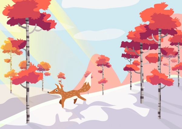 forêt sauvage dessin quitte red fox icônes décoration