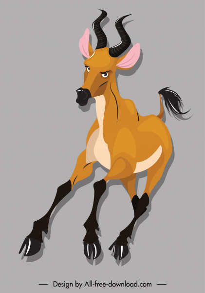 wilde Pflanzenfresser Arten Ikone Antilope Skizze Cartoon-Charakter