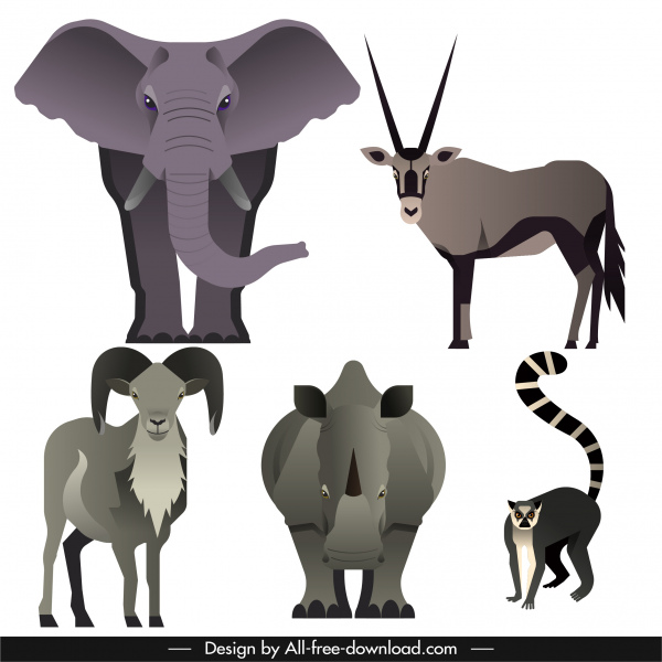 дикие травоядные животные иконы темно-серый декор