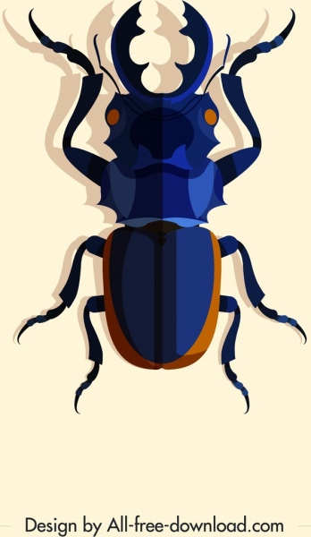 ikon serangga liar desain 3D biru gelap