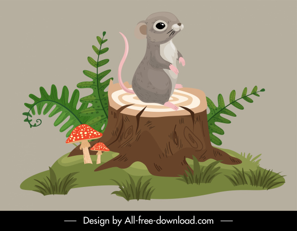 ícone da vida selvagem bonito pequeno rato desenho animado