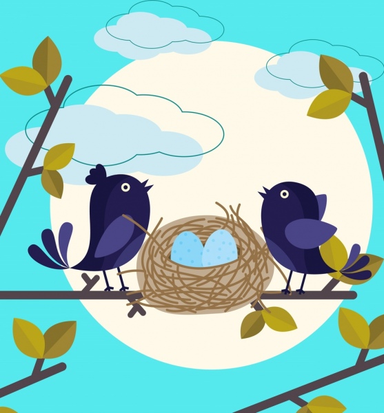 Wild Nature Background Bird Nest Icon Colored Cartoon-vector Icon-free  Vector Free Download