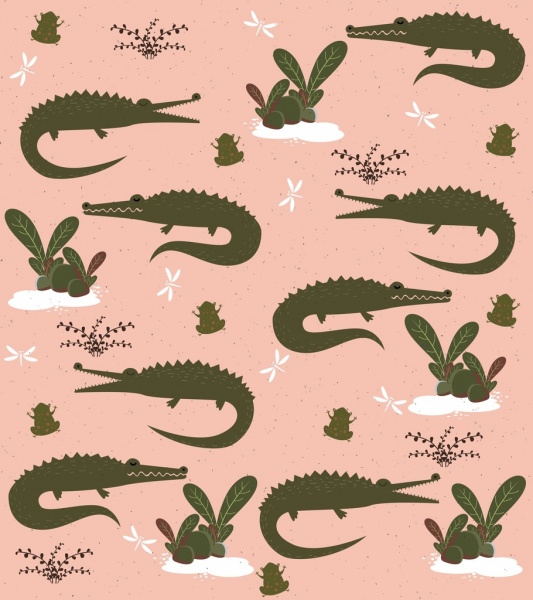خلفيات الطبيعة البرية التمساح الضفدع رمز تكرار التصميم