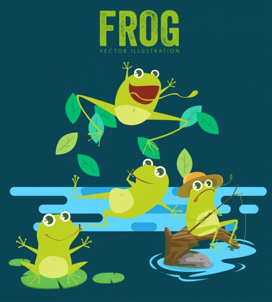dziki charakter tła stylizowany zielone żaby ikony