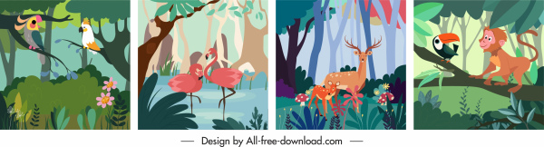 야생 자연 배경 템플릿 다채로운 클래식 디자인