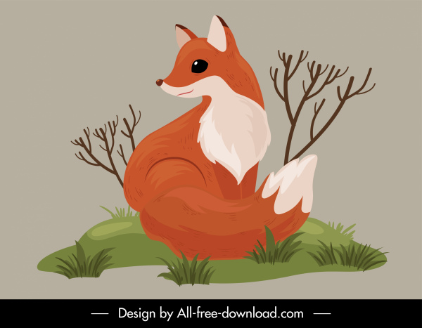 ícone da natureza selvagem bonito fox esboço portátil retro