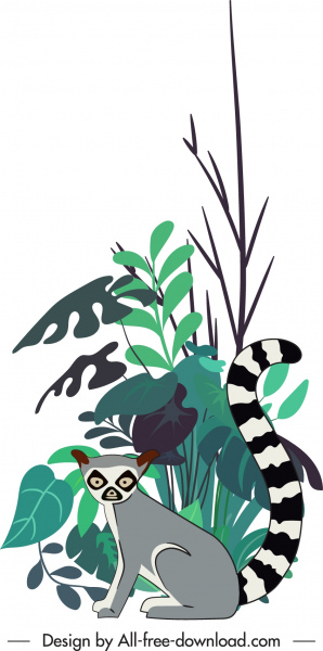 natura selvaggia pittura lemur schizzo arredamento classico