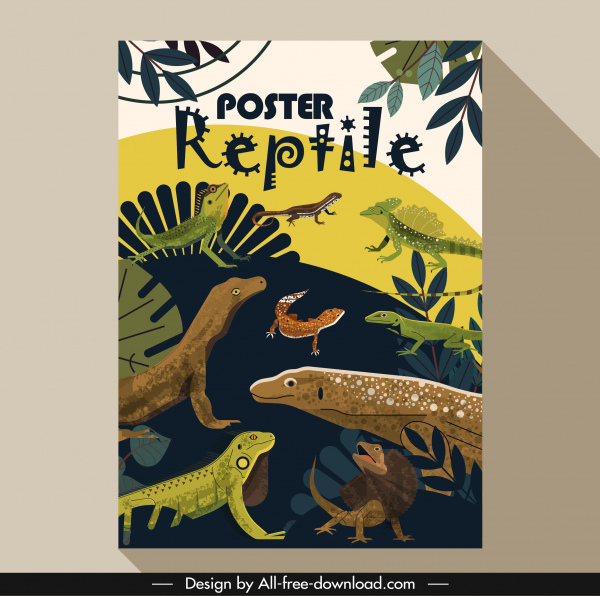 Дикая природа плакат саламандра геккона рептилия животных эскиз