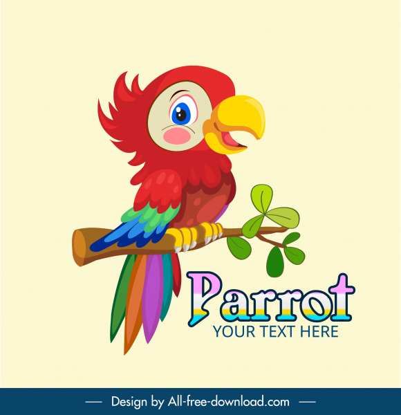 wilde Papagei Symbol niedliche Cartoon Skizze buntes Design