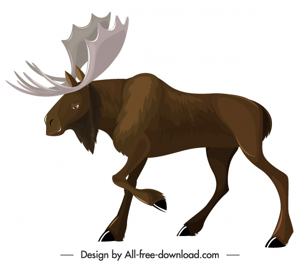 desenho animado colorido de rena selvagem ícone sketch design moderno