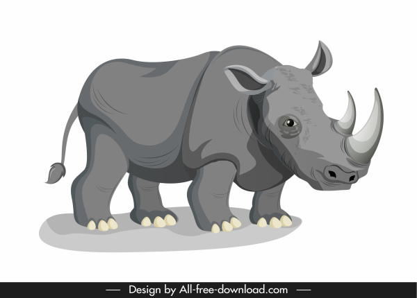 야생 코뿔소 아이콘 회색 스케치