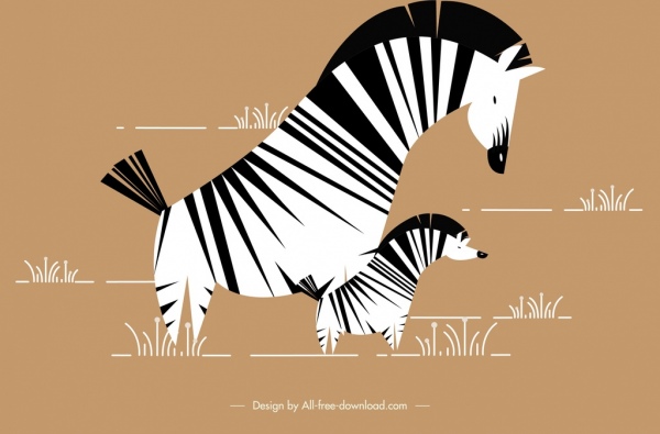 野生斑馬畫古典平面設計
