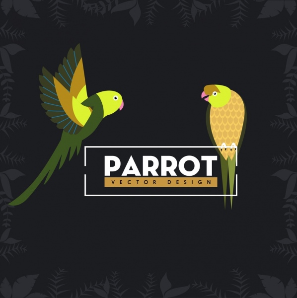 Tierwelt Papageien Symbol Pflanze Vignette umrandet