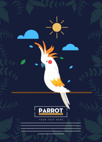 la fauna selvatica striscione bianco pappagallo icona piante sfondo