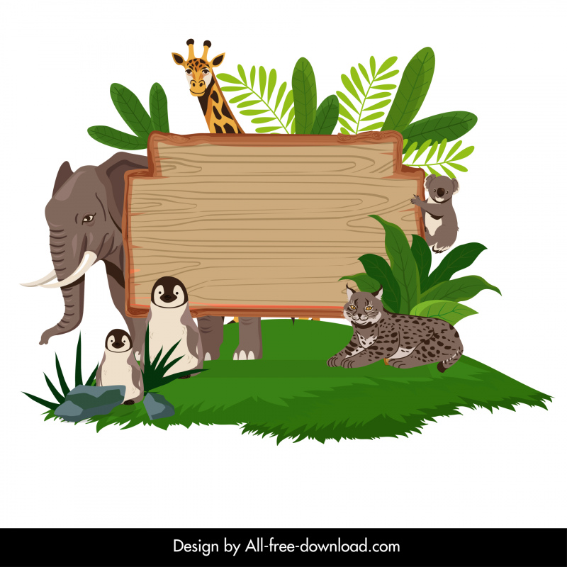 Cartoon-Skizze für Wildtiergrenzvorlagen Arten