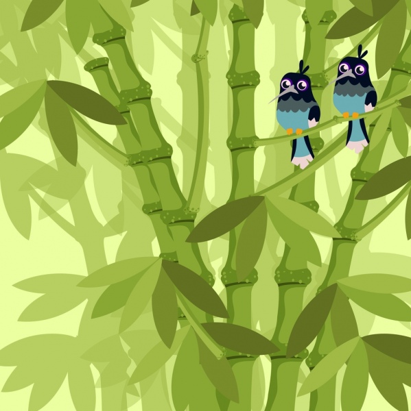 野生動物的綠色樹啄木鳥圖標裝飾畫
