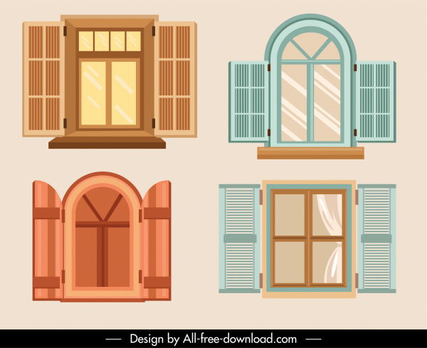 Fenstervorlagen elegante klassische flache Skizze