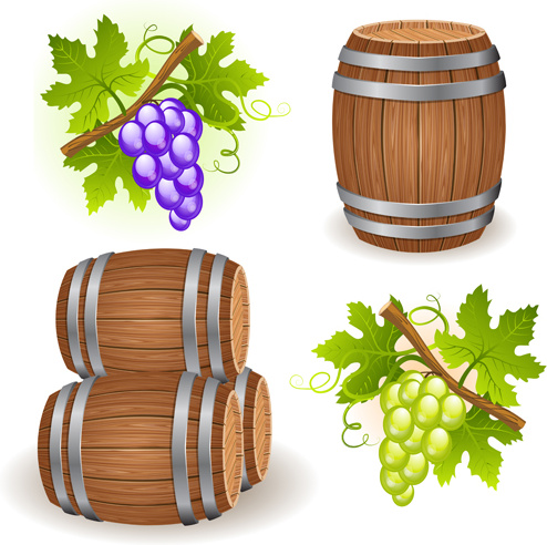 vector de barricas de vino