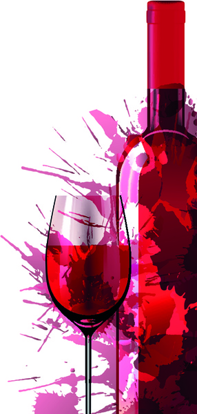 botella de vino con vector de efecto de salpicadura