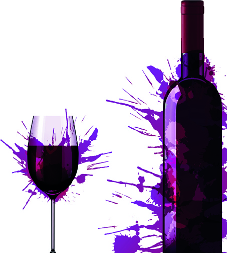 Wine Bottle With Splash Effect Vector 2