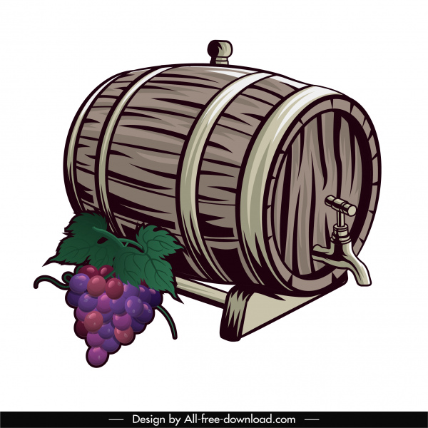 elemen desain anggur retro anggur barel sketsa