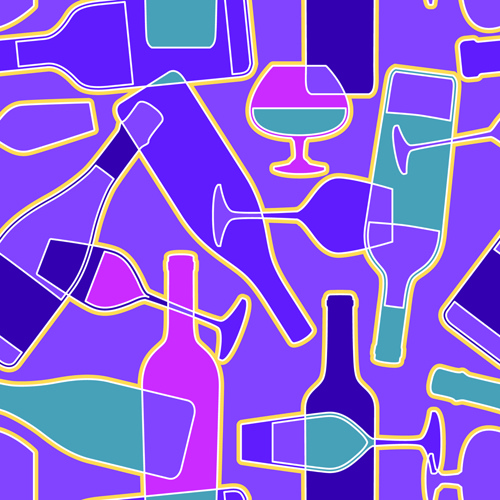 Wine Elements Seamless Pattern Vector