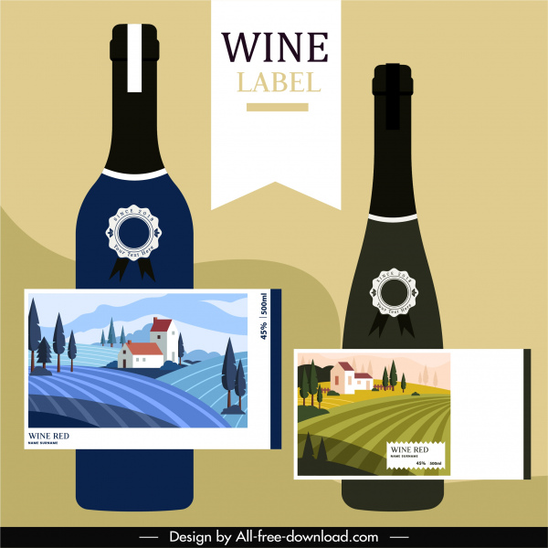 templat label anggur dekorasi halaman anggur klasik yang elegan