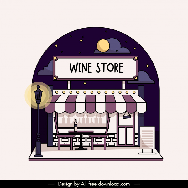 şarap mağazası exerior arka plan koyu düz tasarım