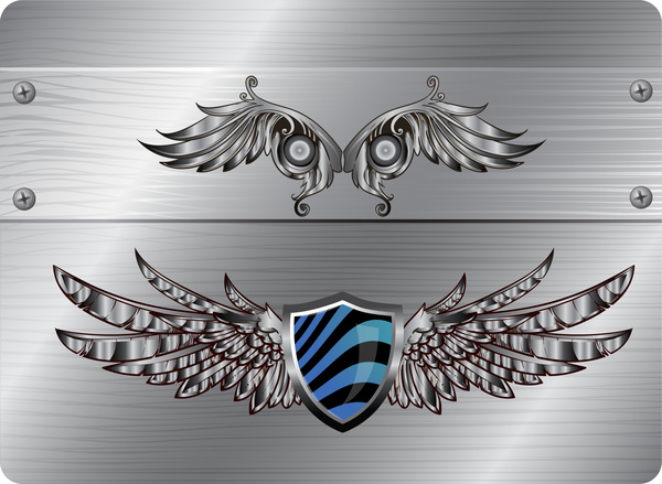 старинный дизайн элемент крыла и щит