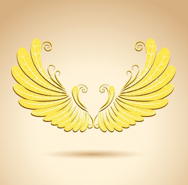 翅膀圖標閃亮金色設計豪華風格