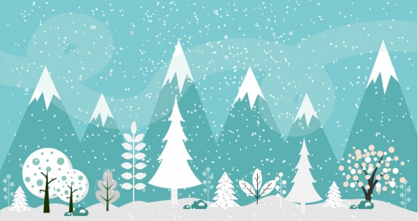 겨울 배경 전나무 나무와 야외 풍경 디자인
