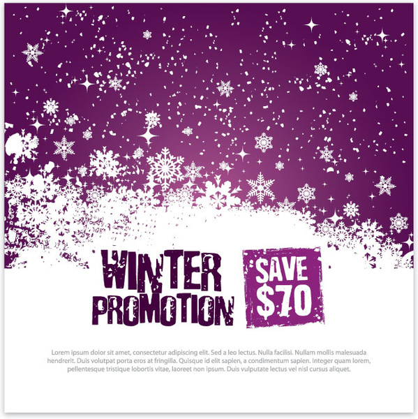 冬のプロモーション販売クリスマス紫背景のベクトル