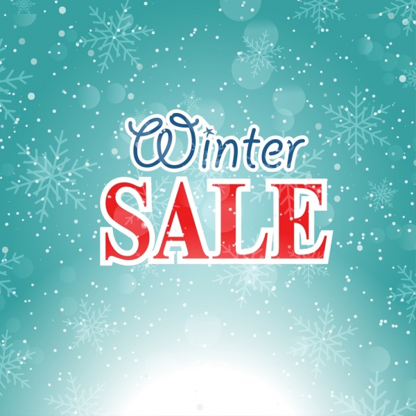 冬季销售背景明亮耀眼的散景雪花图标