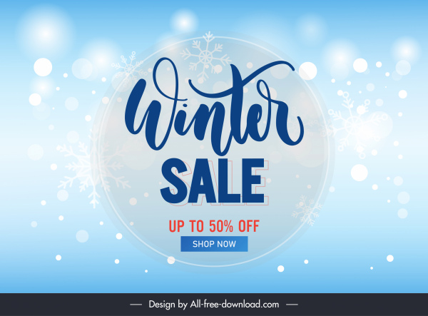 kış satış poster şablonu parıldayan kristal kar taneleri dekor