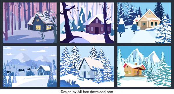 겨울 풍경 배경 템플릿 은 고전 스케치 를 색