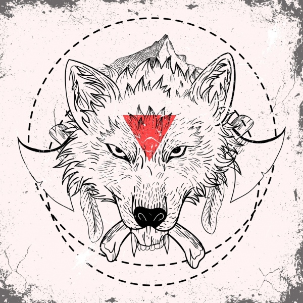wilk tatuaż wzór klasycznego decor.