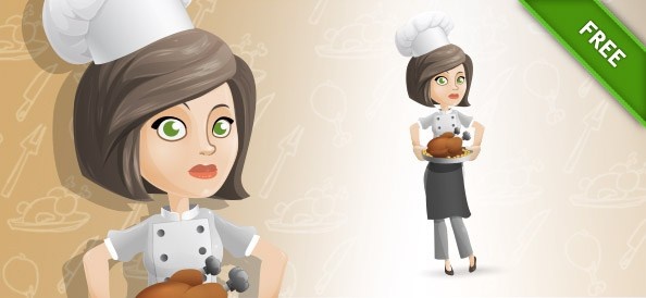 người phụ nữ đầu bếp vector nhân vật